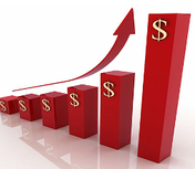 3D chart with ascending dollar bars