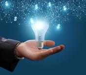 Glowing lightbulb representing innovation